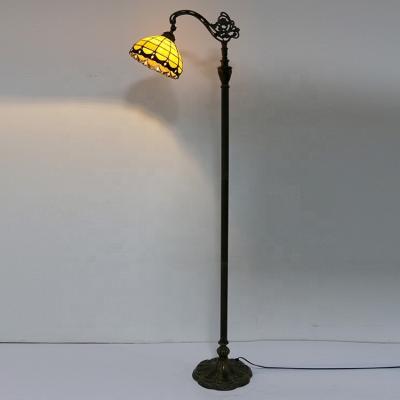 China EUROPEAN LongHuiJing 10Inch Tulip Shade Floor Lamp Living Room Reading Lamps Art Stained Glass Floor Lamps for sale