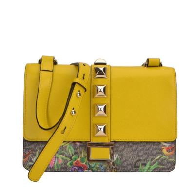 China High Quality Digital Floral Print On PU And Trimmed In Genuine Cow Leather Ladies Cross Body Bag for sale