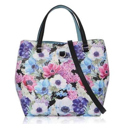 China High Quality Double Face PU With Floral Print High Quality PU Leather Tote Bags for sale