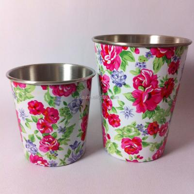 China Sustainable Stainless Steel Tumblers , Beer Mugs With Flower Pattern Printing for sale