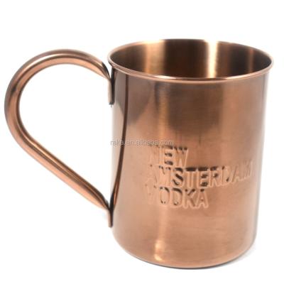 China Moscow Mule Cup Sustainable Copper Mug Premium Handcrafted Quality Without Inner Coating, Riveted Handle, New Amsterdam Vodka Mug for sale