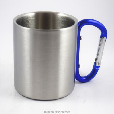 China 300ml Stainless Steel Viable Carabiner Mugs Portable Travel Water Tea Coffee Mug For Outdoor Sports Camping Hiking Climbing for sale