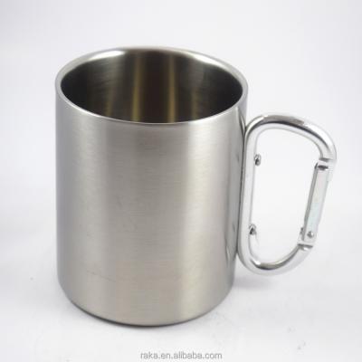 China Sustainable Camping Mug - 200ml Stainless Steel Portable Cup Camping Mug With Carabiner Handle For Rising, Climbing for sale