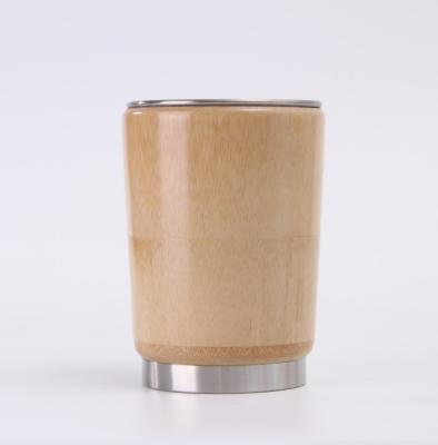 China Disposable Stainless Steel 230ml Bamboo Pint Cup , Double Wall Bamboo Pint Glass for sale