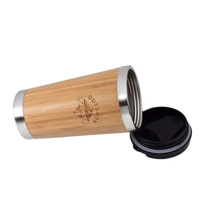 China Sustainable Bamboo Coffee Mug With Lid , Outdoor And Travel Custom Bamboo Mug With Laser Engraving Logo for sale