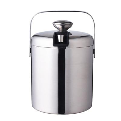 China Sustainable Ice Bucket, Insulated Double Walled Stainless Steel Ice Bucket with Lid, Stainless Steel Ice Tongs -1.3L-Silver for sale