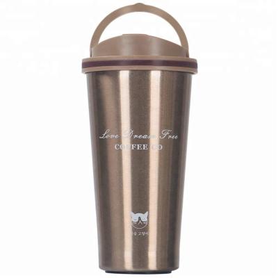 China Sustainable Vacuum Travel Mug With Easy Hand Ring , Travel Coffee Mug for sale