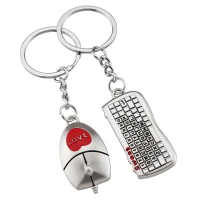 China Sport Awards One Pair Mouse Keyboard Souvenir Prize Couple Metal Pendant Key Chain Key Creative Key Chain Computer Business Promotional Gifts for sale