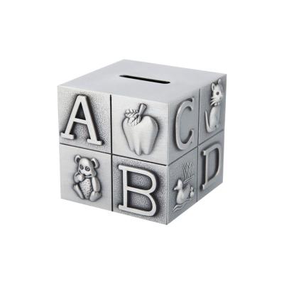 China Eco-friendly Cartoon Coin Savings Tank In Money Box Metal Material European Creative Square Pot Children's Change Cube for sale