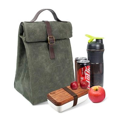 China 2022 New Design Custom Waterproof Waxed Canvas Lunch Tote Bag Insulated Canvas Cooler Bag for sale