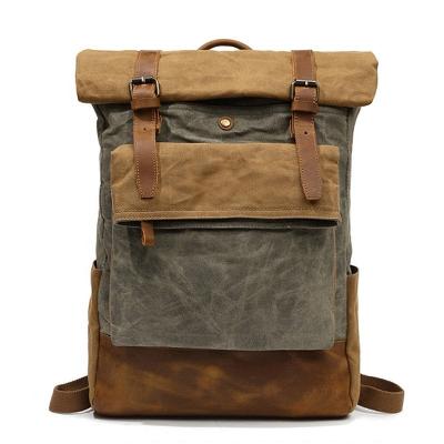 China Wholesale 2022 New Arrival Heavy Duty Waterproof Waxed Water Resistant Canvas Cylinder Office Backpack College Backpack for sale