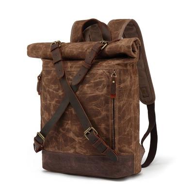 China Water Resistant Fashion Vintage Custom Waxed Waterproof Canvas Rucksack Backpack Wholesale for sale