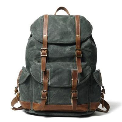 China Factory Selling Waterproof Vintage Waterproof Waxed Men's Directory Canvas Backpack Bag Canvas Hiking Rucksack for sale