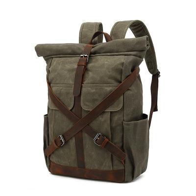 China Water Resistant Fashion Vintage Waxed Canvas Waterproof Unisex Casual Sports Backpack College Backpack for sale