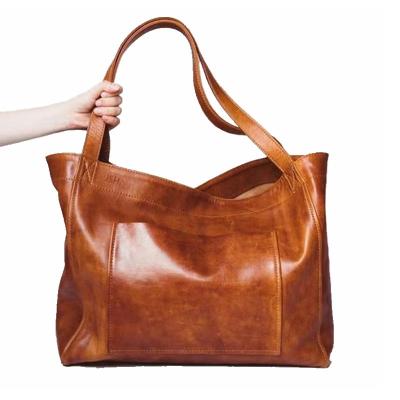 China Vintage PORTABLE Wholesale Women Casual PU Leather Tote Bag With Large Capacity for sale