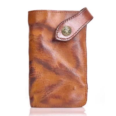 China 2022 Fashion Vintage Men's Anti-theft Leather Wallet Card Smart Washed Leather Wallet for Men 15*9cm for sale