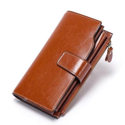 China Wholesale Multi Genuine Leather RFID Card Holder Clutch Long Wallet For Fashionable Women for sale