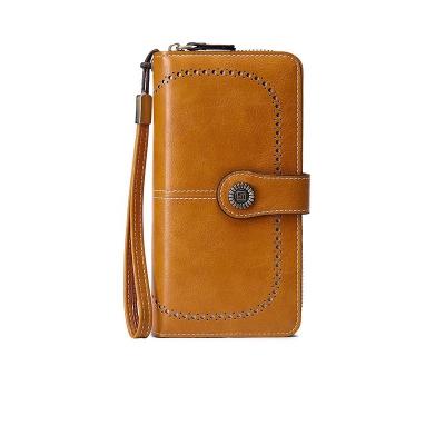 China Custom Made RFID RFID Blocking Wholesale Luxury 19*10cm Long PU Clutch Women Zipper Leather Wallet for sale