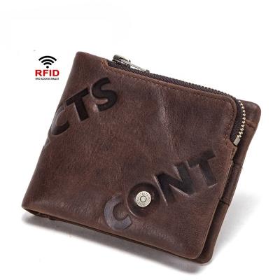 China Wholesale Custom RFID RFID Blocking Men Bifold Leather Wallet for sale