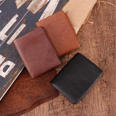 China RFID Men's Slim Triple RFID Card Holder Wallet Genuine Leather Wallets For Men for sale