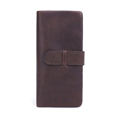 China Waterproof Classic Vintage Oiled Genuine Leather Top Layer Cowhide Long Wallet Wallets For Men for sale