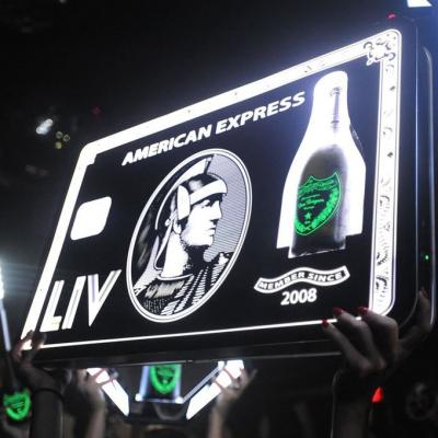 China Acrylic With LED Black Card American Express Led Light Bottle Presenter For Events Wedding Party Lounge Bar Nightclub for sale