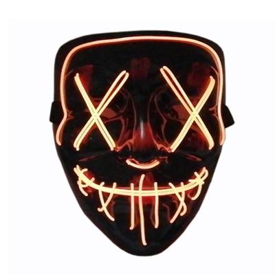 China Foam With Led Mask Halloween Light Hot Sale LED Scary Neon Light Up Full Face Black Purge Masks for sale