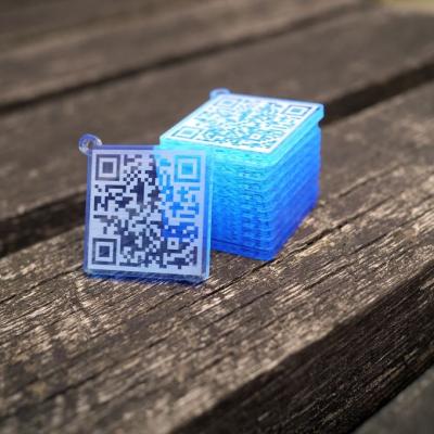 China Mini Keychain Laser Cut Acrylic QR Code Board Plastic Block for sale