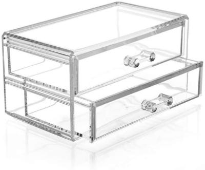 China Luxury Clear Acrylic 2 Drawer Makeup Jewelry Box Organizer HWA20008 for sale