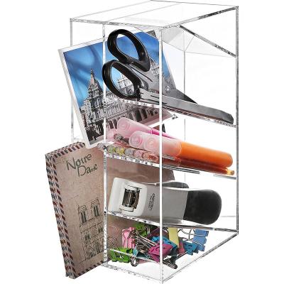 China Modern Clear Acrylic Desktop Letter Mail Sorter Pen Pencil Holder Home Organizer HWA10018 for sale