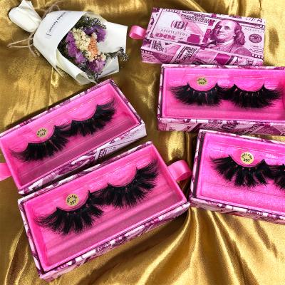 China 25mm Long Natural Mink Lashes Vendor 5d Lashes Pairs Wholesale Mink Eyelashes With Customize Box for sale