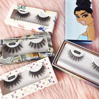 China Long Strip Natural Fluffy Silk False Eyelashes Korean Synthetic Mink Eyelashes False Eyelashes With Packaging 3d Faux for sale