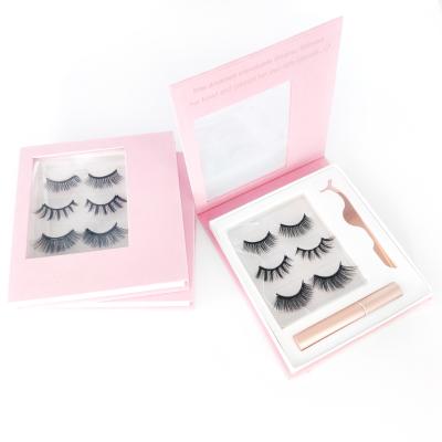 China Easy Use Private Label 5 Magnets Powerful Mink Silk Strip False Eye Lashes 3 Pair Magnetic Eyeliner Lashes Set Magnetic Eyelashes for sale