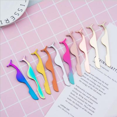 China Custom Tweeezers Logo Rose Gold Eyelash Volume Lashes Tweezers Extension Applicator Eyelash Tweezers for sale