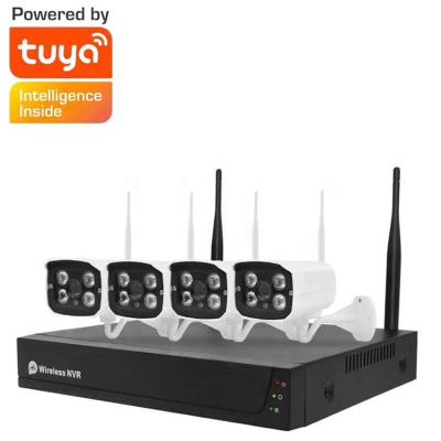 China PAN-TILT tuya nvr 4ch 8ch 3mp 5mp cctv home security P2P 1080P 2MP HD 4 set 8 channel 1080p wireless wifi nvr camera system kit for sale