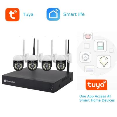 China PAN-TILT PTZ 8CH 8cam System Tuya Life Video Surveillance NVR Kit 1080P WIFI Video Smart Wireless CCTV System Camera Security System for sale