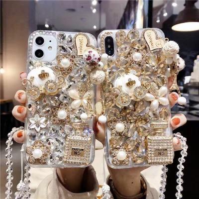 China New Arrival Luxury Rhinestones Sparkle Full Diamond Handmade Mobile Cell Phone 3D Bling Case Cover For Iphone 11 12 for sale