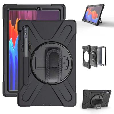 China 3-Layer Protective Case Handheld Shockproof 360 Degree Rotating Tablet Cover Case with Hand Strap and Shoulder Strap for Samsung T970 S7 Plus for sale