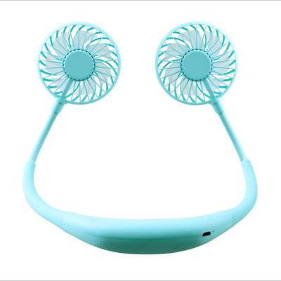 China Convenient Electric Portable Mini LED Neck Fan USB Rechargeable Hands Free Sports Lazy Hanging Neck Fan for sale