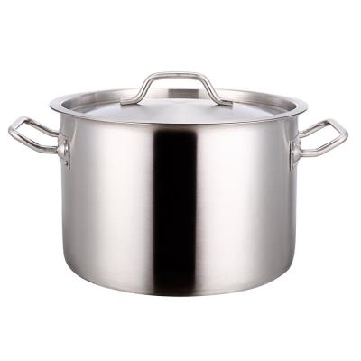 China Sustainable Commercial Induction Thickened Stock Pot Kitchen Stainless Steel Three Layers for sale