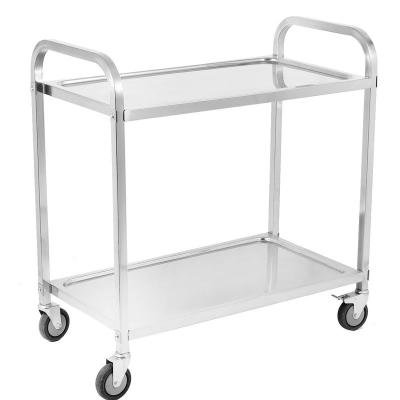 China Modern Desgin Restaurant Operating Stainless Steel 2-Tiers Dining Cart Kitchen Serving Trolley Carts for sale