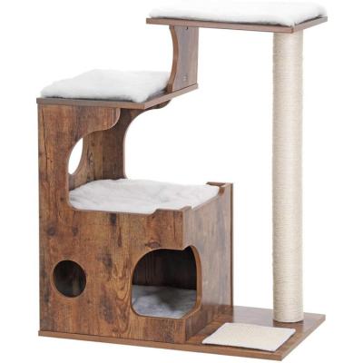 China Good Quality Sustainable Furniture Toy Activity Cat Tree Tower Pet Play Climber With Housing And Scratch Posts for sale