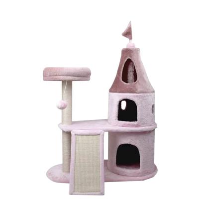 China DTY Sustainable Cat Tree Tower House Scratcher Scratching Tree Housing Cat Climbing for sale