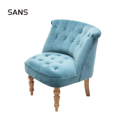 China Fabric Modular Tufted Slipper Velvet Accent Chair/Crapaud Armless Armchair with Wood Leg for Living Room/Bedroom for sale