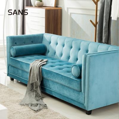 China American Style Velvet Extended Tufted Sectional Sofa With Arm Pillows For Living Room for sale