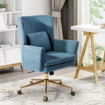 China (Size) Teal Blue Bar Stool Swivel Adjustable Modern Office Chairs With Gold Base For Home Office for sale