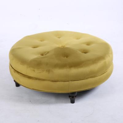 China Modern Design Modular Wholesale Velvet Ornate With Wooden Leg Ottoman For Living Room for sale