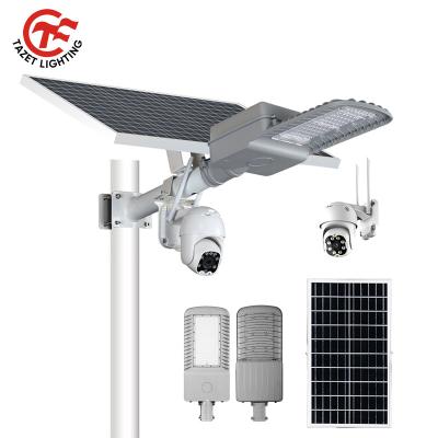 China ROAD WIFI CCTV Camera Led Street App V380 Light Solar Control 100W Full Color With Monitor Full Set Price for sale