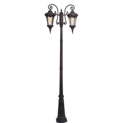 China Anti-Corrosion European Garden Light Cottage Style Double Arm Grounding Outdoor Street Lamp Pole for sale