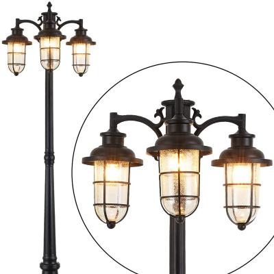 China European Garden Classic 2 Heads Garden Lights Outdoor Street Light Post Vintage Garden Lamp Post For Yard Landscape Lighting for sale